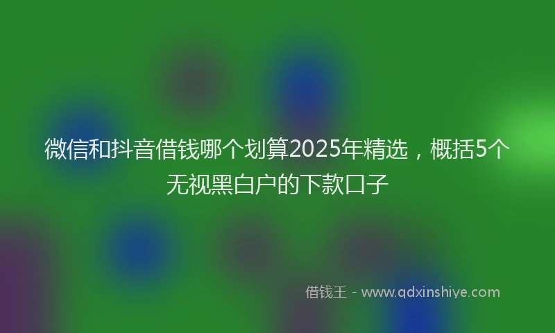 微信和抖音借钱哪个划算2025年精选，概括5个无视黑白户的下款口子