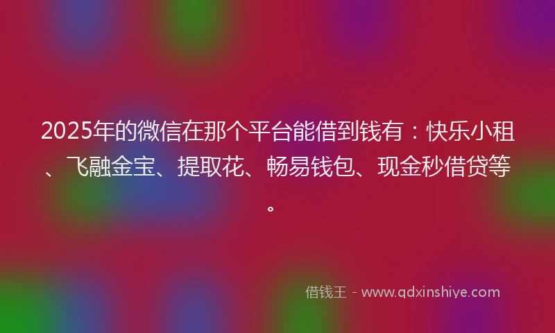 2025年的微信在那个平台能借到钱有：快乐小租、飞融金宝、提取花、畅易钱包、现金秒借贷等。