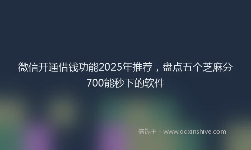 微信开通借钱功能2025年推荐，盘点五个芝麻分700能秒下的软件
