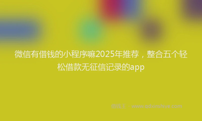 微信有借钱的小程序嘛2025年推荐，整合五个轻松借款无征信记录的app