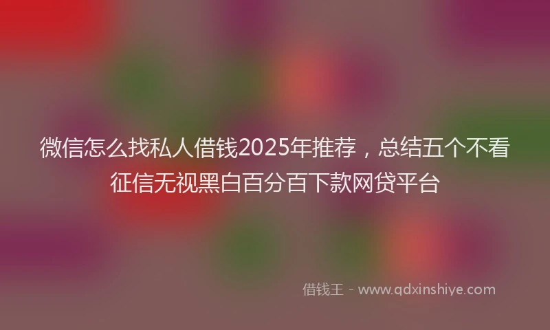 微信怎么找私人借钱2025年推荐，总结五个不看征信无视黑白百分百下款网贷平台
