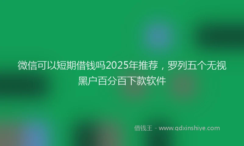 微信可以短期借钱吗2025年推荐，罗列五个无视黑户百分百下款软件