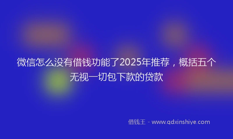 微信怎么没有借钱功能了2025年推荐，概括五个无视一切包下款的贷款