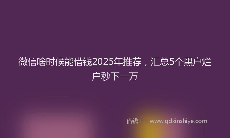 微信啥时候能借钱2025年推荐，汇总5个黑户烂户秒下一万