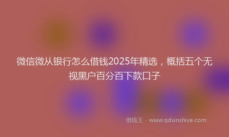 微信微从银行怎么借钱2025年精选，概括五个无视黑户百分百下款口子