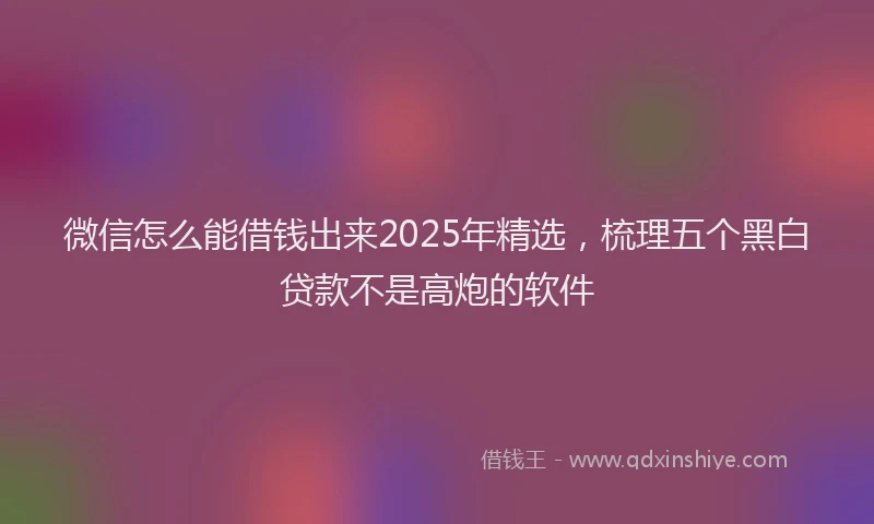 微信怎么能借钱出来2025年精选，梳理五个黑白贷款不是高炮的软件