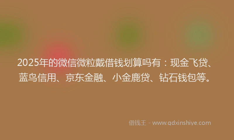 2025年的微信微粒戴借钱划算吗有：现金飞贷、蓝鸟信用、京东金融、小金鹿贷、钻石钱包等。