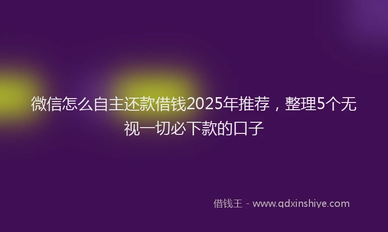 微信怎么自主还款借钱2025年推荐，整理5个无视一切必下款的口子