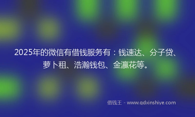 2025年的微信有借钱服务有：钱速达、分子贷、萝卜租、浩瀚钱包、金瀛花等。