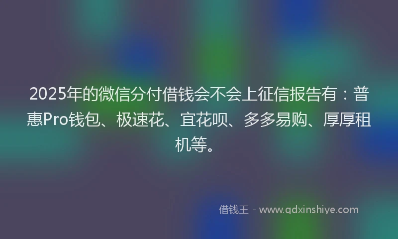 2025年的微信分付借钱会不会上征信报告有：普惠Pro钱包、极速花、宜花呗、多多易购、厚厚租机等。