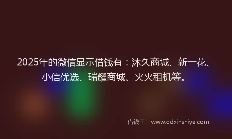 2025年的微信显示借钱有：沐久商城、新一花、小信优选、瑞耀商城、火火租机等。