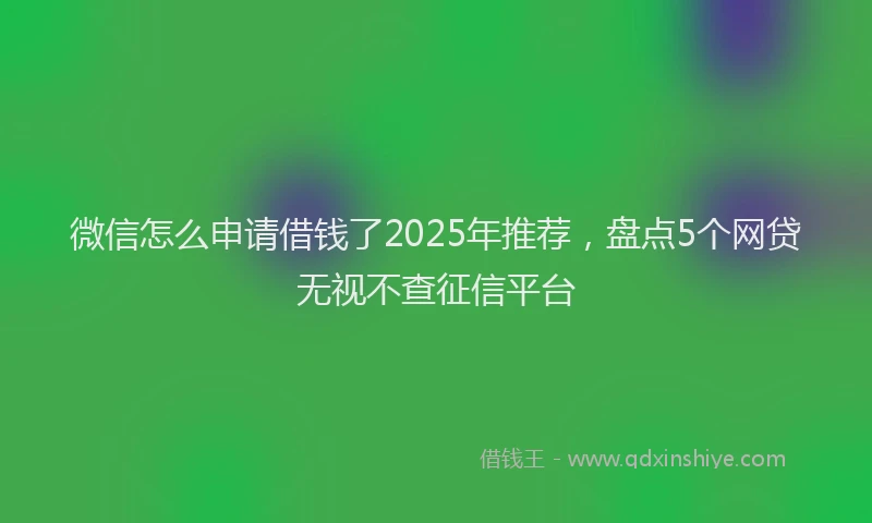 微信怎么申请借钱了2025年推荐，盘点5个网贷无视不查征信平台
