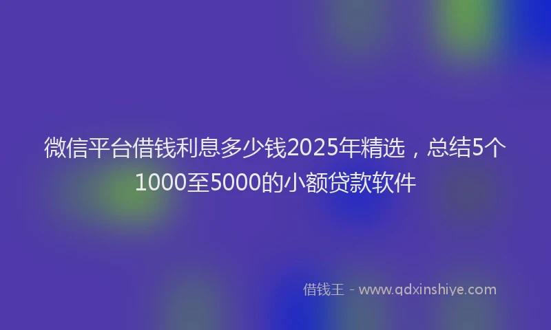 微信平台借钱利息多少钱2025年精选，总结5个1000至5000的小额贷款软件
