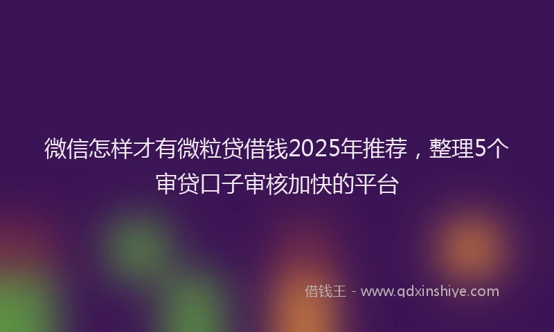 微信怎样才有微粒贷借钱2025年推荐，整理5个审贷口子审核加快的平台