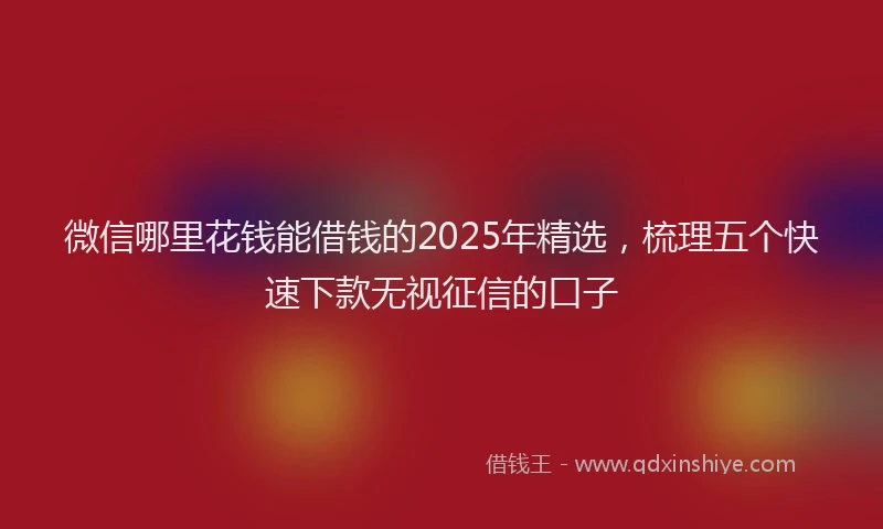 微信哪里花钱能借钱的2025年精选，梳理五个快速下款无视征信的口子