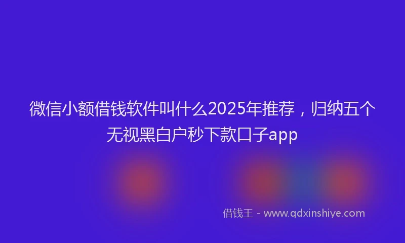 微信小额借钱软件叫什么2025年推荐，归纳五个无视黑白户秒下款口子app