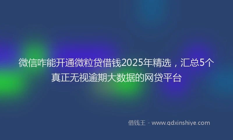 微信咋能开通微粒贷借钱2025年精选，汇总5个真正无视逾期大数据的网贷平台
