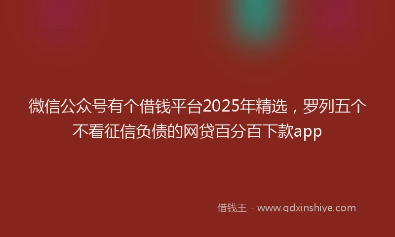 微信公众号有个借钱平台2025年精选，罗列五个不看征信负债的网贷百分百下款app