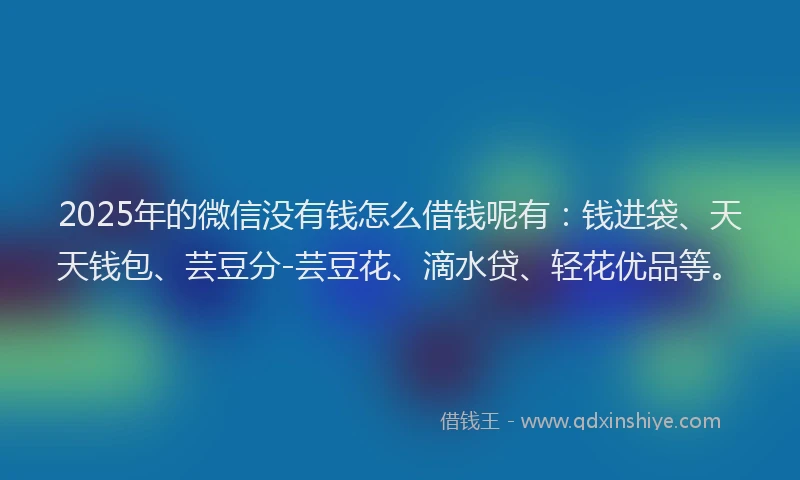 2025年的微信没有钱怎么借钱呢有：钱进袋、天天钱包、芸豆分-芸豆花、滴水贷、轻花优品等。