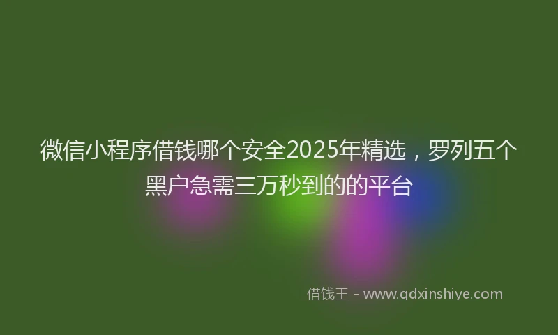 微信小程序借钱哪个安全2025年精选，罗列五个黑户急需三万秒到的的平台