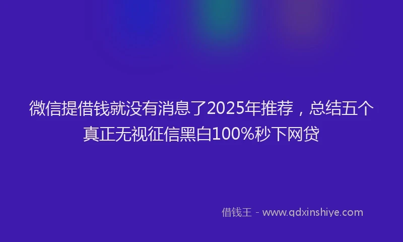微信提借钱就没有消息了2025年推荐，总结五个真正无视征信黑白100%秒下网贷