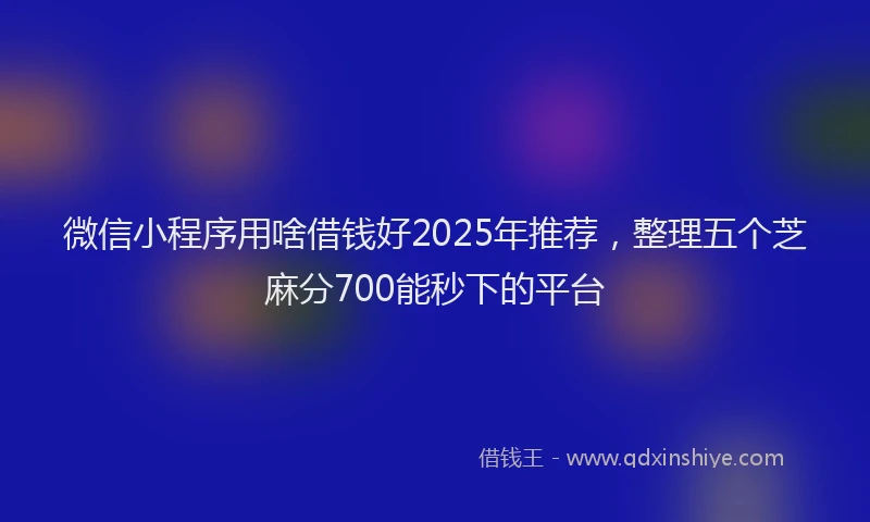 微信小程序用啥借钱好2025年推荐，整理五个芝麻分700能秒下的平台