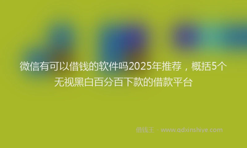 微信有可以借钱的软件吗2025年推荐，概括5个无视黑白百分百下款的借款平台