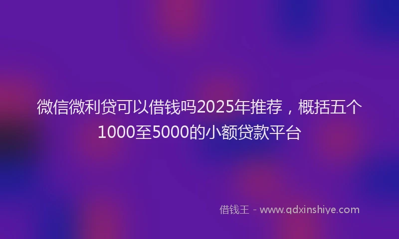 微信微利贷可以借钱吗2025年推荐，概括五个1000至5000的小额贷款平台