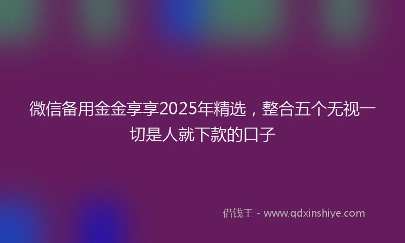 微信备用金金享享2025年精选，整合五个无视一切是人就下款的口子