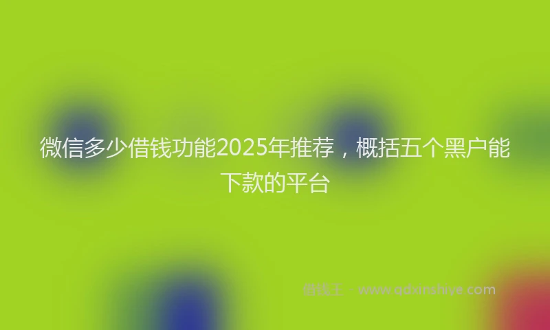 微信多少借钱功能2025年推荐，概括五个黑户能下款的平台