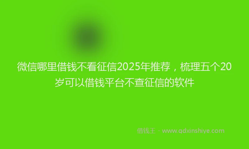 微信哪里借钱不看征信2025年推荐，梳理五个20岁可以借钱平台不查征信的软件