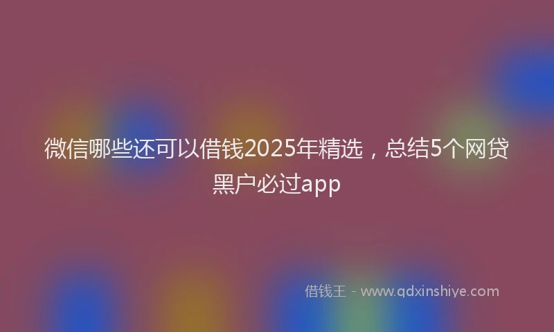 微信哪些还可以借钱2025年精选，总结5个网贷黑户必过app