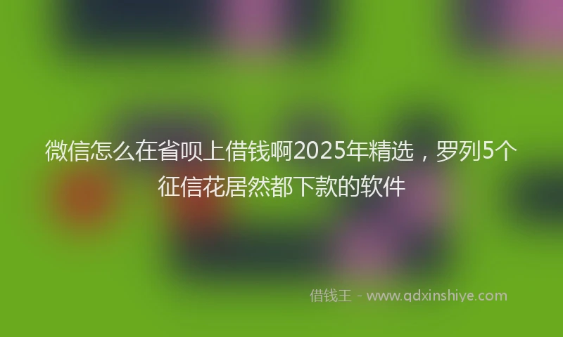 微信怎么在省呗上借钱啊2025年精选，罗列5个征信花居然都下款的软件
