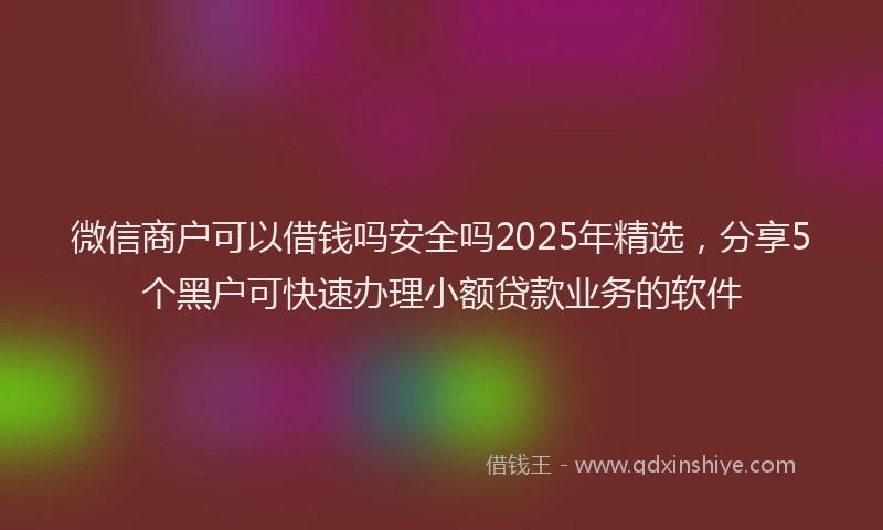 微信商户可以借钱吗安全吗2025年精选，分享5个黑户可快速办理小额贷款业务的软件