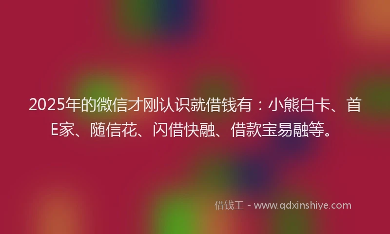 2025年的微信才刚认识就借钱有：小熊白卡、首E家、随信花、闪借快融、借款宝易融等。