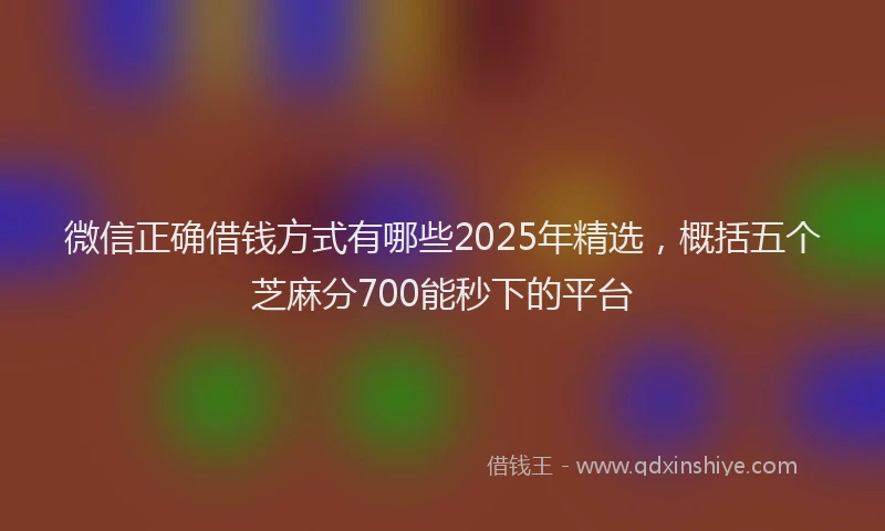 微信正确借钱方式有哪些2025年精选，概括五个芝麻分700能秒下的平台