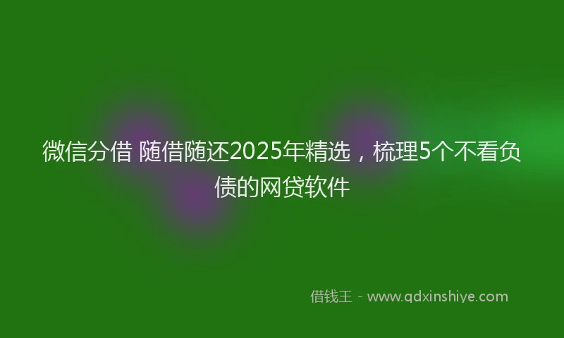 微信分借 随借随还2025年精选，梳理5个不看负债的网贷软件