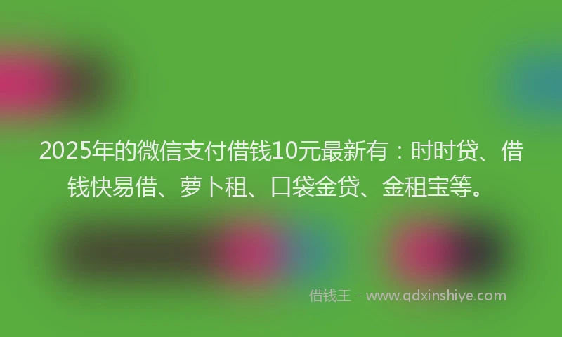 2025年的微信支付借钱10元最新有：时时贷、借钱快易借、萝卜租、口袋金贷、金租宝等。
