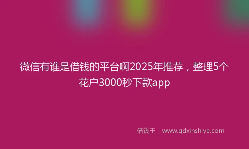 微信有谁是借钱的平台啊2025年推荐，整理5个花户3000秒下款app