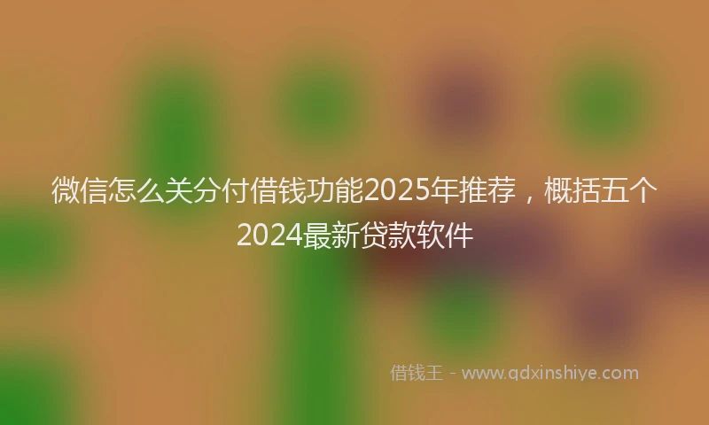 微信怎么关分付借钱功能2025年推荐，概括五个2024最新贷款软件