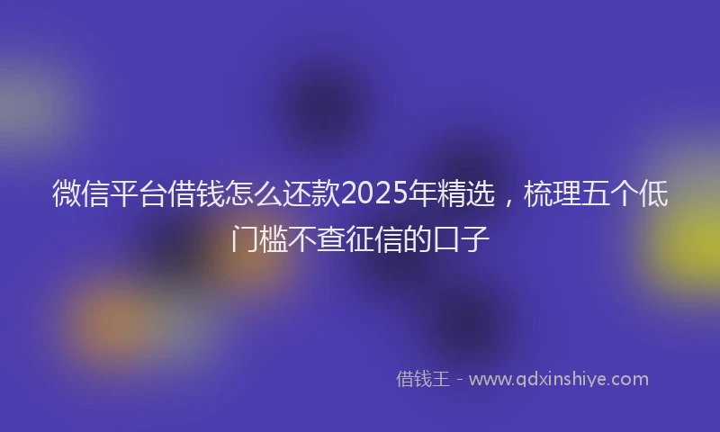 微信平台借钱怎么还款2025年精选，梳理五个低门槛不查征信的口子