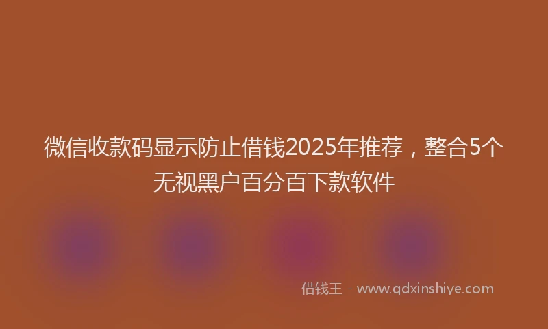 微信收款码显示防止借钱2025年推荐，整合5个无视黑户百分百下款软件