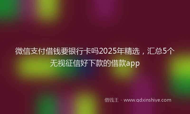 微信支付借钱要银行卡吗2025年精选，汇总5个无视征信好下款的借款app