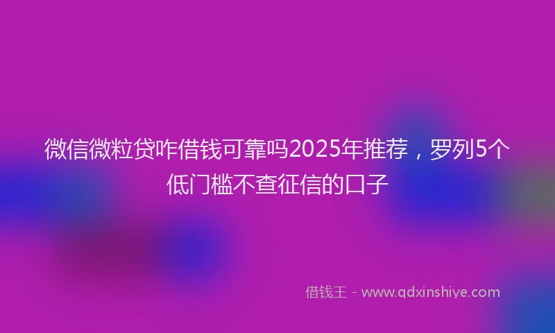微信微粒贷咋借钱可靠吗2025年推荐，罗列5个低门槛不查征信的口子