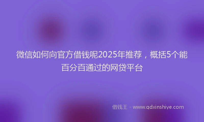 微信如何向官方借钱呢2025年推荐，概括5个能百分百通过的网贷平台