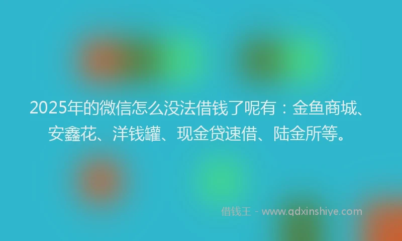 2025年的微信怎么没法借钱了呢有：金鱼商城、安鑫花、洋钱罐、现金贷速借、陆金所等。