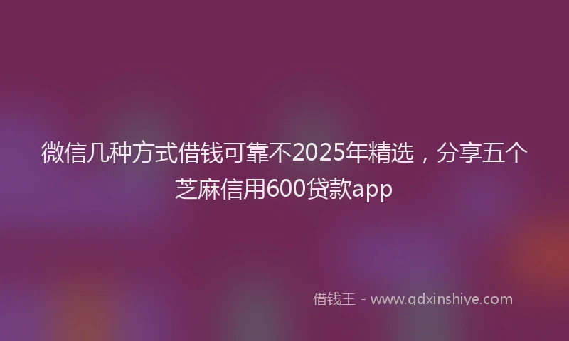 微信几种方式借钱可靠不2025年精选，分享五个芝麻信用600贷款app