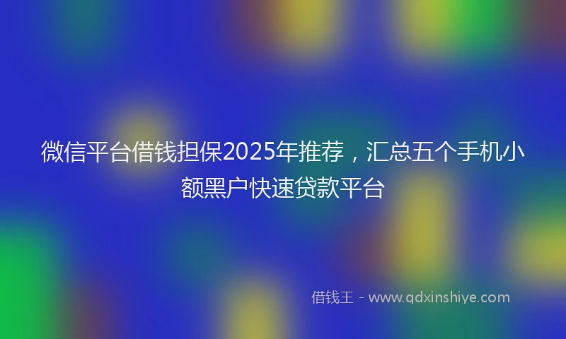 微信平台借钱担保2025年推荐，汇总五个手机小额黑户快速贷款平台