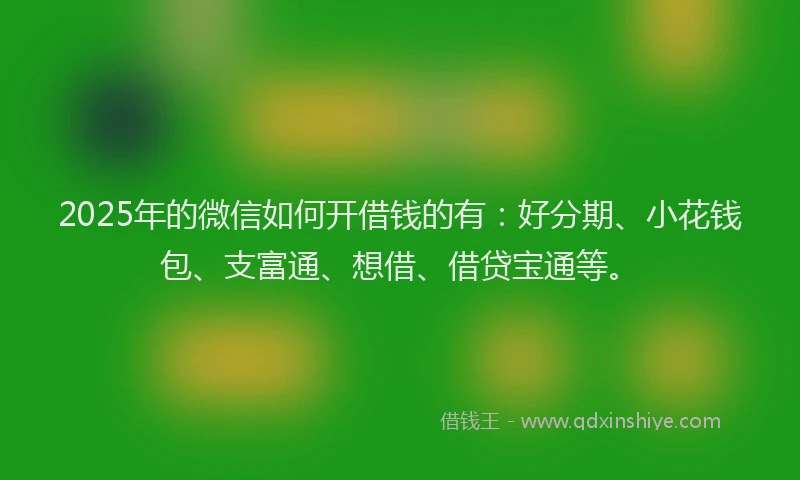 2025年的微信如何开借钱的有：好分期、小花钱包、支富通、想借、借贷宝通等。