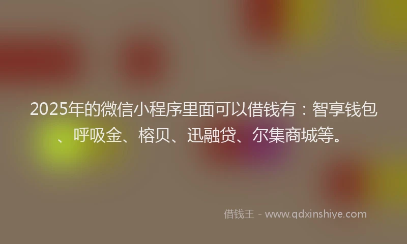 2025年的微信小程序里面可以借钱有：智享钱包、呼吸金、榕贝、迅融贷、尔集商城等。